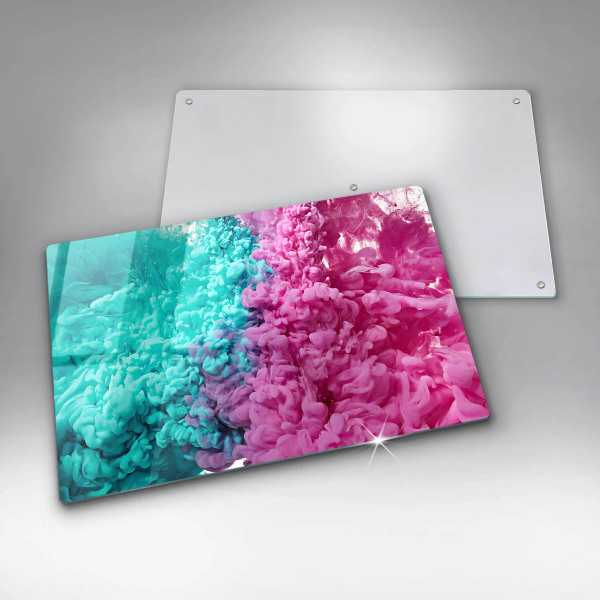 Tagliere in vetro Fumo rosa-turchese