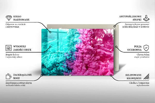 Tagliere in vetro Fumo rosa-turchese