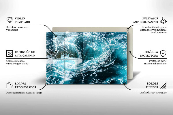 Tagliere in vetro Onde d'acqua schiumose