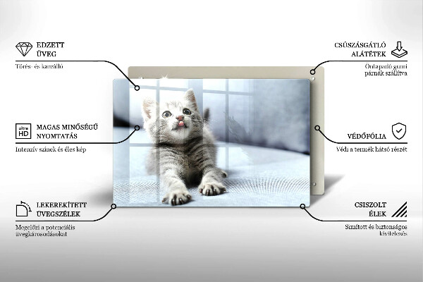 Tagliere in vetro temperato Piccolo gattino carino