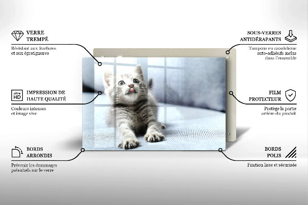 Tagliere in vetro temperato Piccolo gattino carino