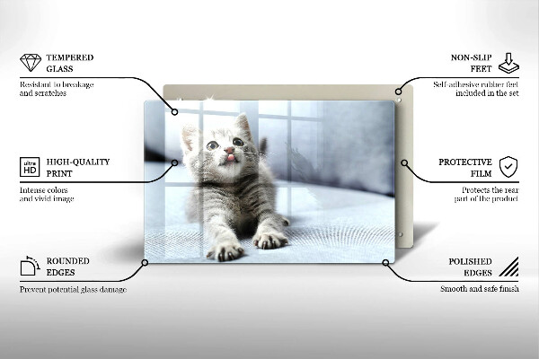 Tagliere in vetro temperato Piccolo gattino carino