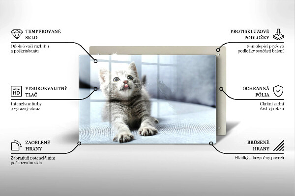 Tagliere in vetro temperato Piccolo gattino carino