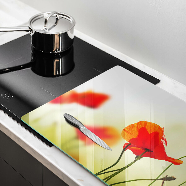 Tagliere in vetro temperato Fiori di papaveri rossi