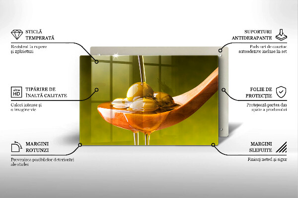 Tagliere in vetro temperato Olio d'oliva e olive