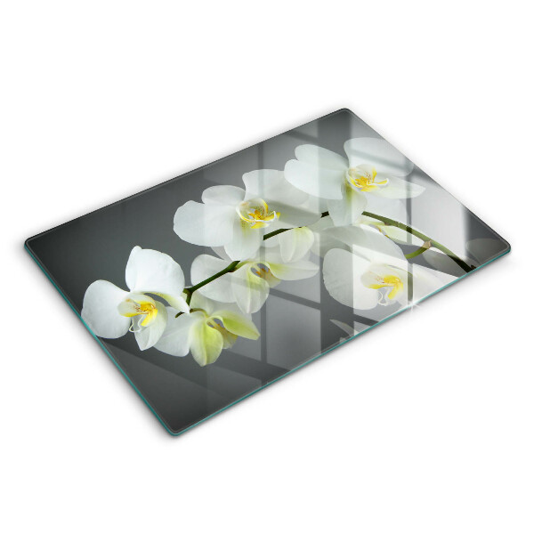 Tagliere in vetro temperato Fiori di orchidea bianchi