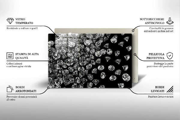 Tagliere in vetro temperato Diamanti diamanti