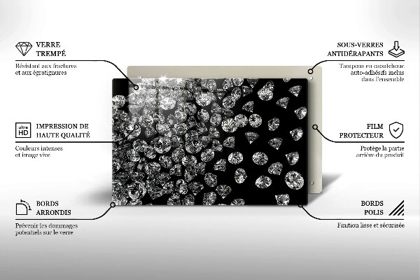 Tagliere in vetro temperato Diamanti diamanti