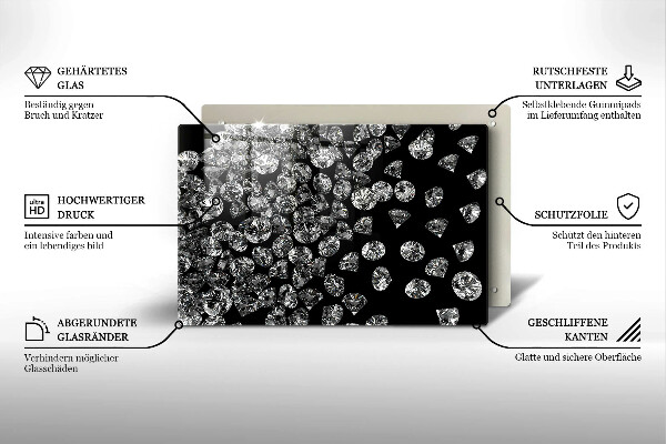 Tagliere in vetro temperato Diamanti diamanti