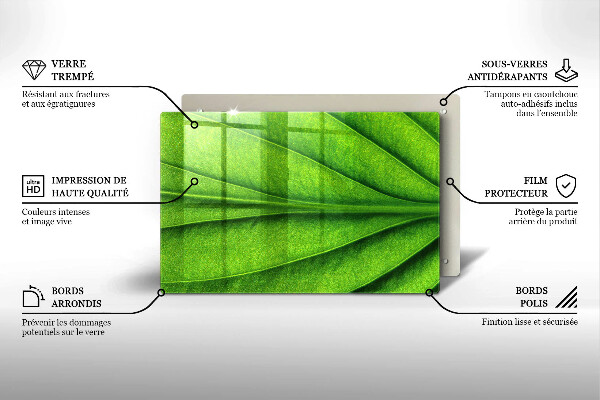 Tagliere in vetro temperato Foglia della vena naturale
