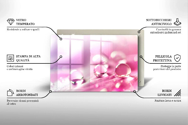 Tagliere in vetro temperato Petali di fiori di rugiada