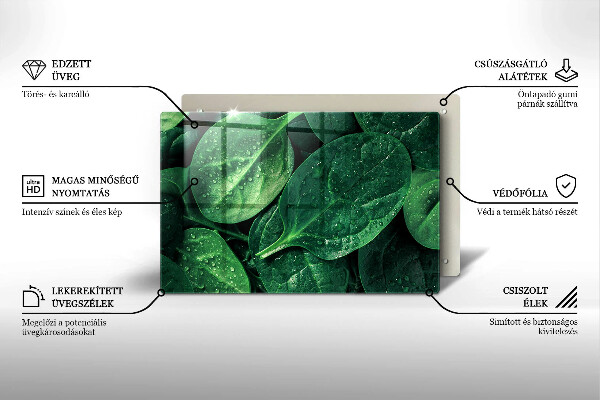 Tagliere in vetro temperato Foglie di basilico