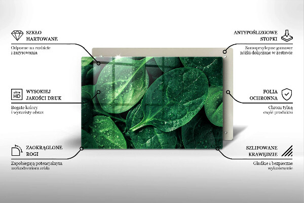 Tagliere in vetro temperato Foglie di basilico