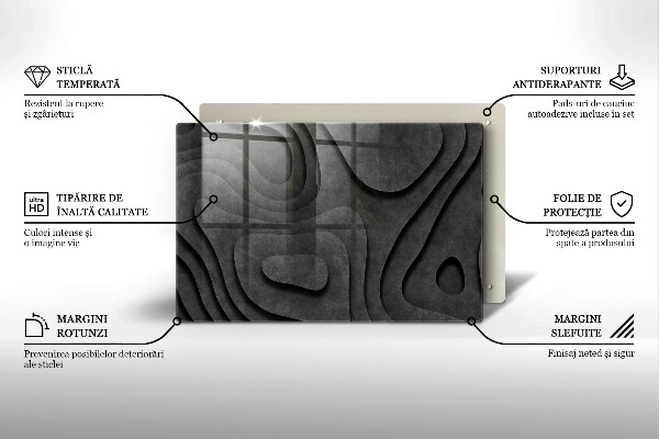 Tagliere in vetro temperato Forme di pietra 3D
