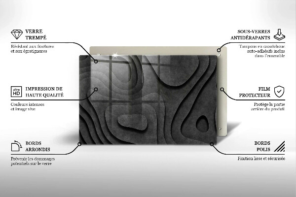 Tagliere in vetro temperato Forme di pietra 3D