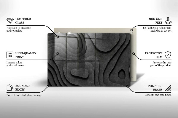 Tagliere in vetro temperato Forme di pietra 3D
