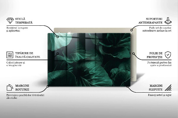 Tagliere in vetro temperato Foglie selvatiche scure