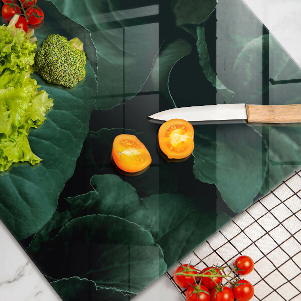 Tagliere in vetro temperato Foglie selvatiche scure