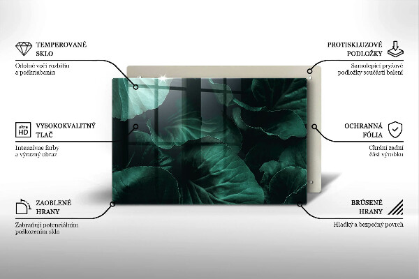 Tagliere in vetro temperato Foglie selvatiche scure