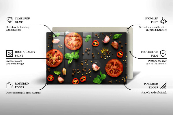 Tagliere in vetro temperato Pomodori e spezie
