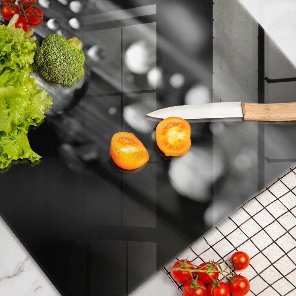 Tagliere in vetro temperato Gocce di rugiada sulle foglie