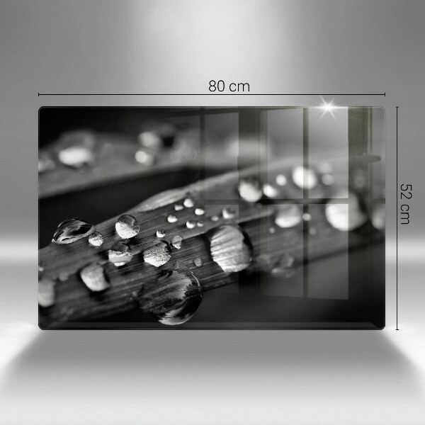 Tagliere in vetro temperato Gocce di rugiada sulle foglie