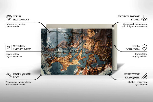 Tagliere in vetro Struttura in roccia dorata