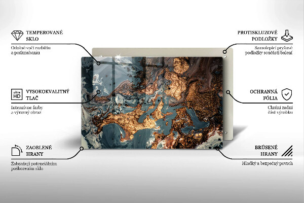 Tagliere in vetro Struttura in roccia dorata