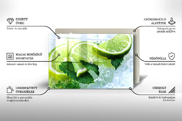 Tagliere in vetro temperato Menta lime e ghiaccio