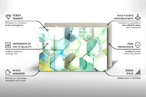Tagliere in vetro Esagoni dell'acquerello