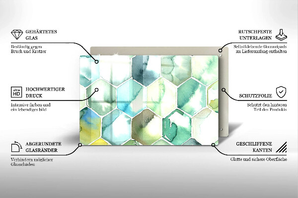 Tagliere in vetro Esagoni dell'acquerello