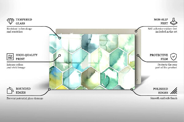 Tagliere in vetro Esagoni dell'acquerello