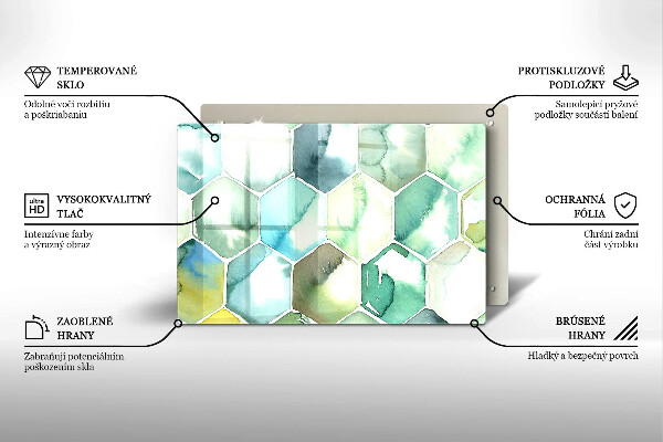 Tagliere in vetro Esagoni dell'acquerello