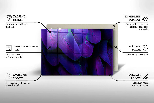 Tagliere in vetro Piume al neon