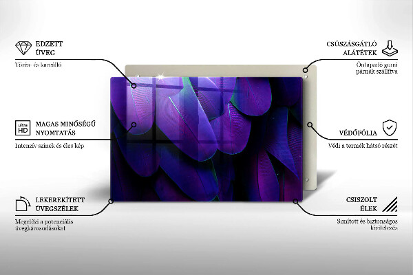 Tagliere in vetro Piume al neon