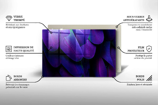 Tagliere in vetro Piume al neon