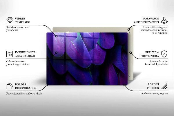 Tagliere in vetro Piume al neon