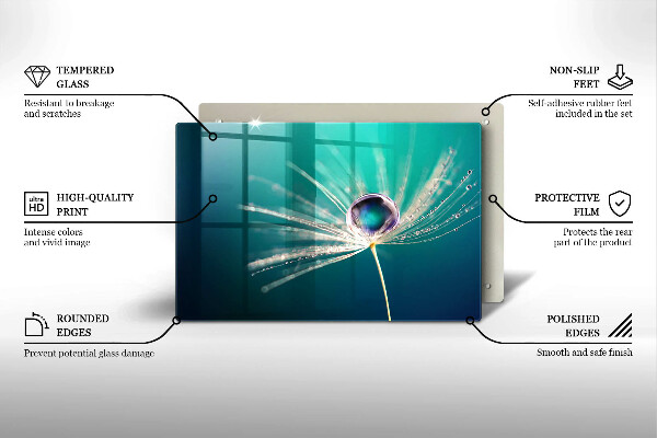 Tagliere in vetro Rugiada su un dente di leone