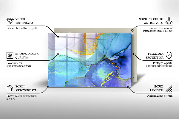 Tagliere in vetro Pietra d'oro incrinata