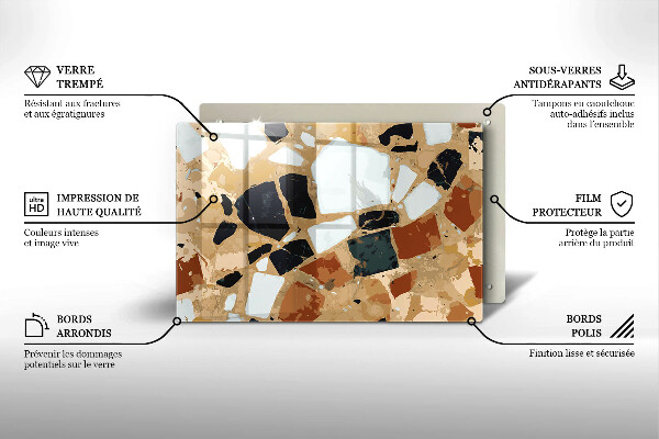 Tagliere in vetro Piatto con pietre decorative