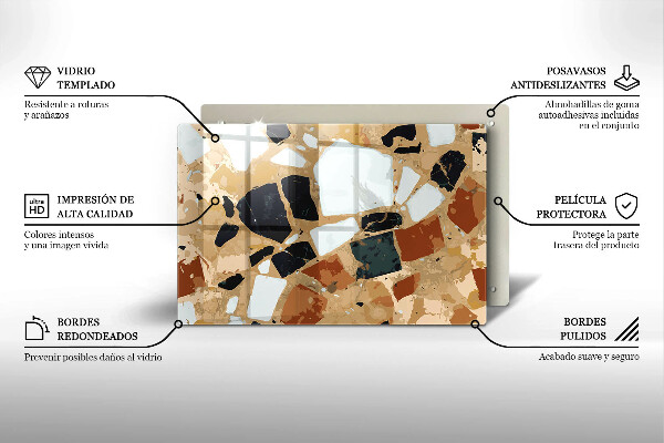 Tagliere in vetro Piatto con pietre decorative