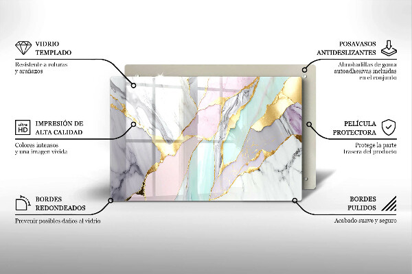 Tagliere in vetro Marmo pastello