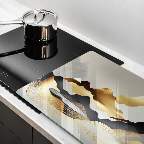 Tagliere in vetro Montagne dorate astratte