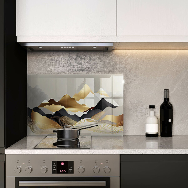 Tagliere in vetro Montagne dorate astratte