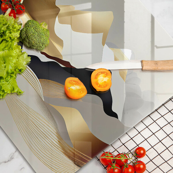 Tagliere in vetro Montagne dorate astratte