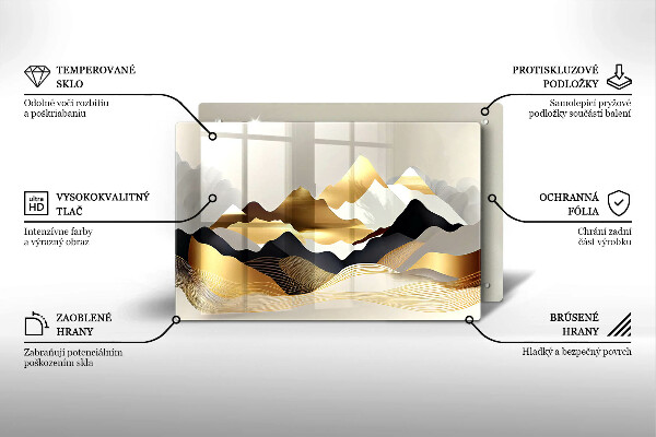 Tagliere in vetro Montagne dorate astratte