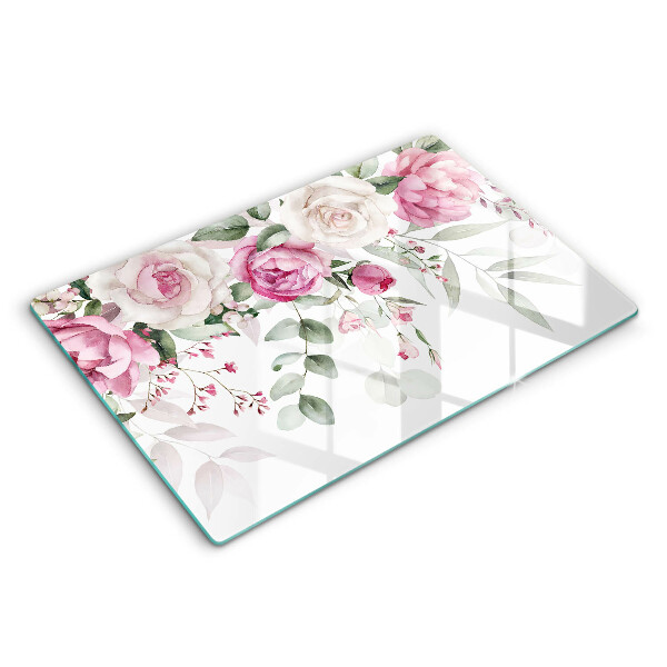 Tagliere in vetro Rose dell'acquerello