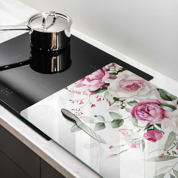 Tagliere in vetro Rose dell'acquerello