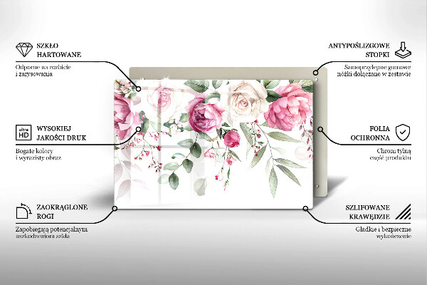 Tagliere in vetro Rose dell'acquerello