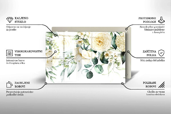 Tagliere in vetro Fiori ad acquerelli